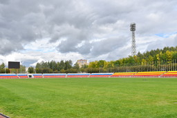 На стадионе «Олимпийский» в столице Чувашии завершена прошивка футбольного поля